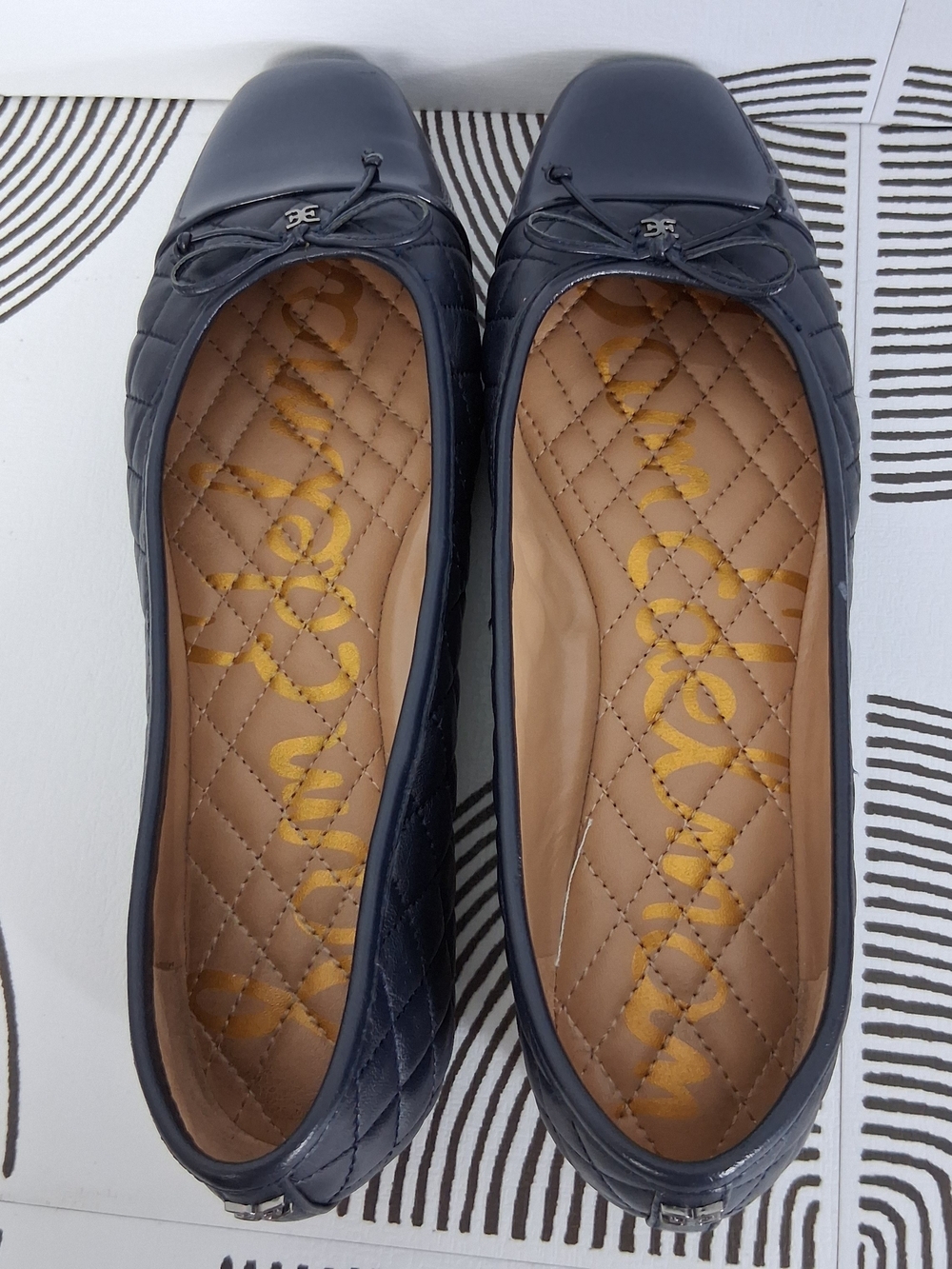 Sam Edelman Marilyn Women's 8 Navy Blue Quilted Cap Toe Leather Ballet Flats - Picture 6 of 14